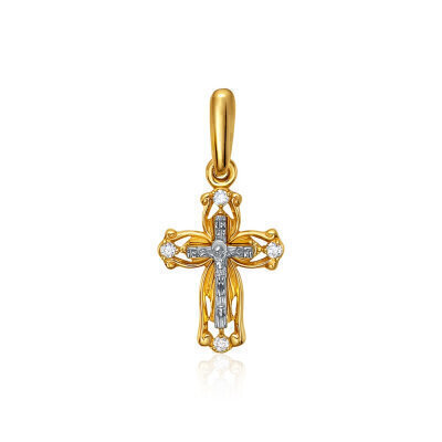 картинка Крест из желтого золота с бриллиантом (2002) 